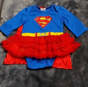 DC Comics Supergirl Superhero Costume Bodysuit and Cape Newborn, NWOT